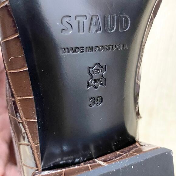 Staud Crocodile Embossed Leather Boots In Dark Brown 9 NWOB - Picture 4 of 6